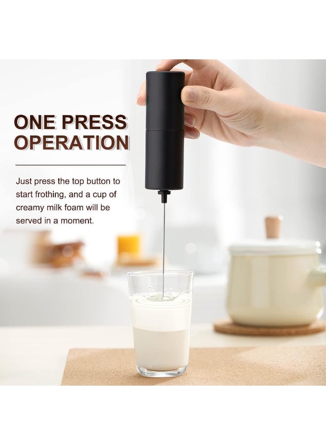 توشيونيكس خفاقة حليب مع حامل، محمولة باليد، تعمل بالبطارية، حامل من الفولاذ المقاوم للصدأ، صانعة رغوة، مضرب، خلاط مشروبات، لتحضير اللاتيه، الكابتشينو، القهوة، الفرابيه، الماتشا، الشوكولاتة الساخنة، وغيرها. أسود - Image 3